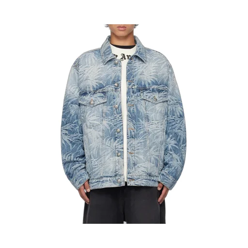 Palm Tree Printed Denim Jacket