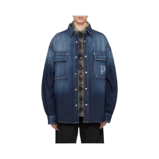 Logo Printed Drop Shoulder Denim Shirt