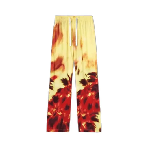 Flame Palm Print Wide-Leg Pants