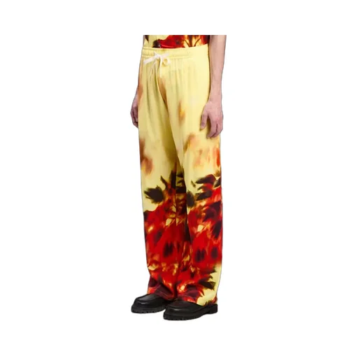 Flame Palm Print Wide-Leg Pants