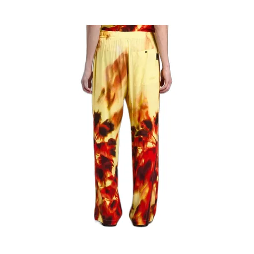Flame Palm Print Wide-Leg Pants