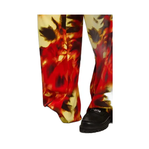 Flame Palm Print Wide-Leg Pants