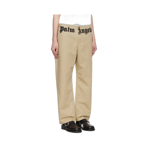 Logo Printed Straight Leg Chino Pants