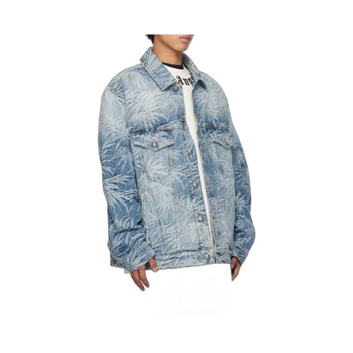 Palm Tree Printed Denim Jacket