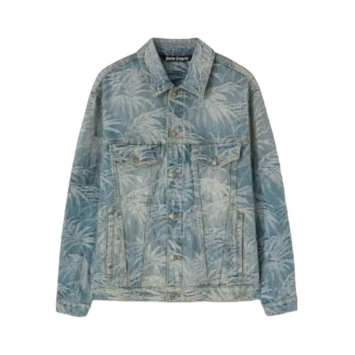 Palm Tree Printed Denim Jacket