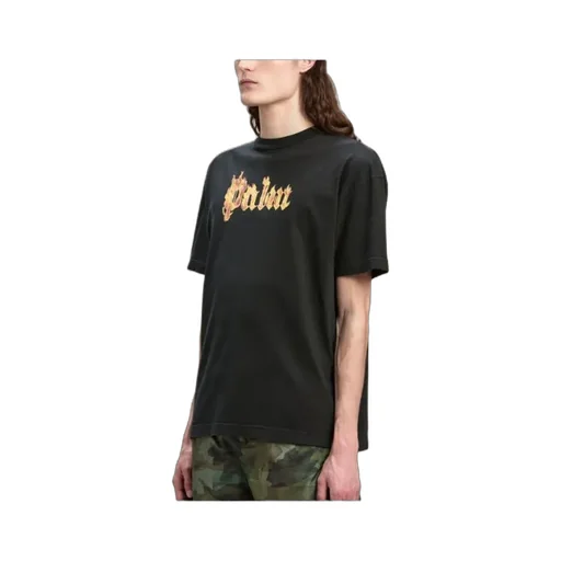 Burning Logo Printed Crewneck T-Shirt