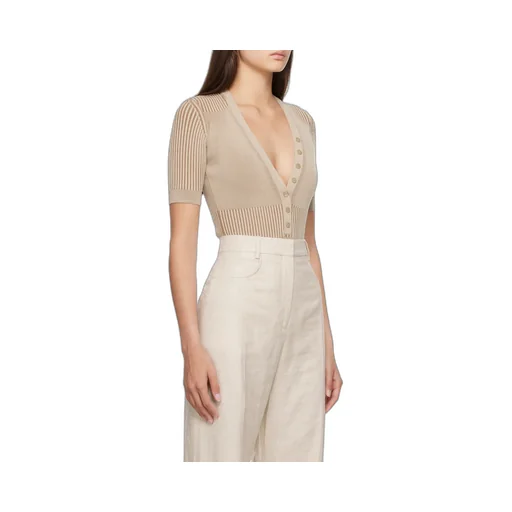 V-Neck Buttoned Knitted Bodysuit