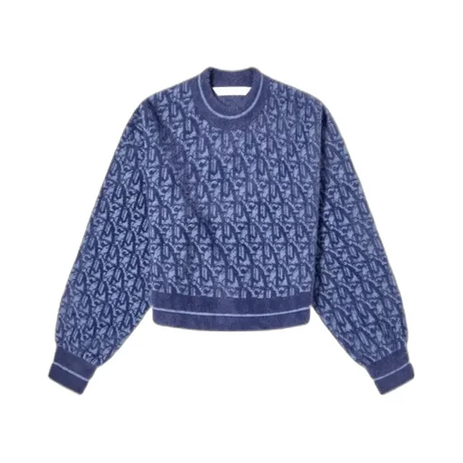 Interwoven Letter Jacquard Wool Sweater
