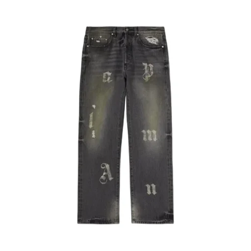 Logo Printed Straight Leg Jeans