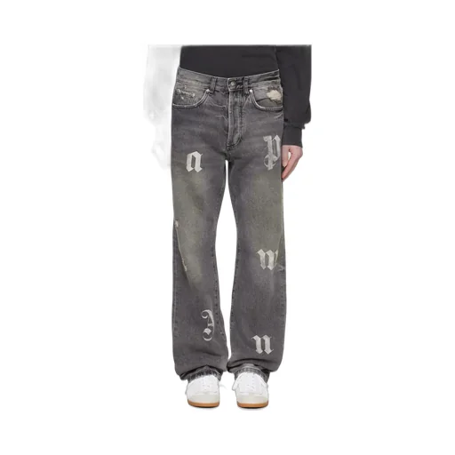 Logo Printed Straight Leg Jeans