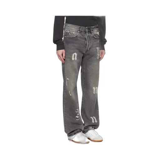 Logo Printed Straight Leg Jeans