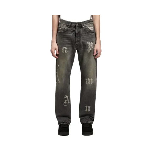 Logo Printed Straight Leg Jeans