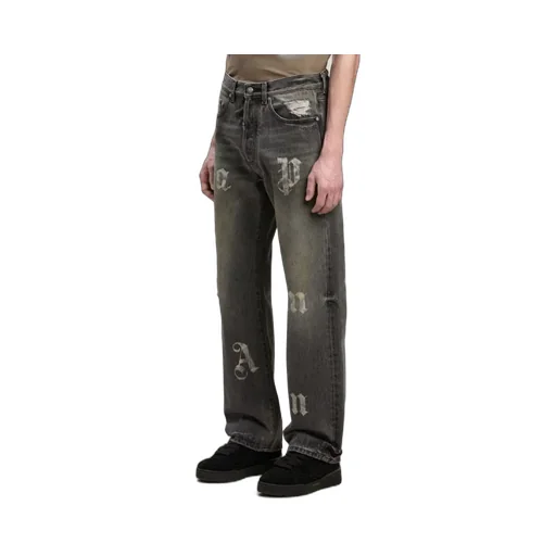 Logo Printed Straight Leg Jeans
