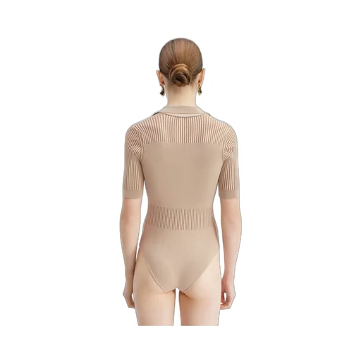 V-Neck Buttoned Knitted Bodysuit