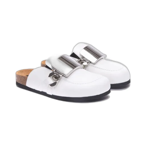 Chain Embellished Slip-On Mules