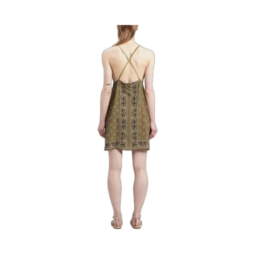 Paisley-Printed V-Neck Slip Dress