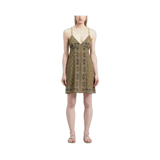 Paisley-Printed V-Neck Slip Dress