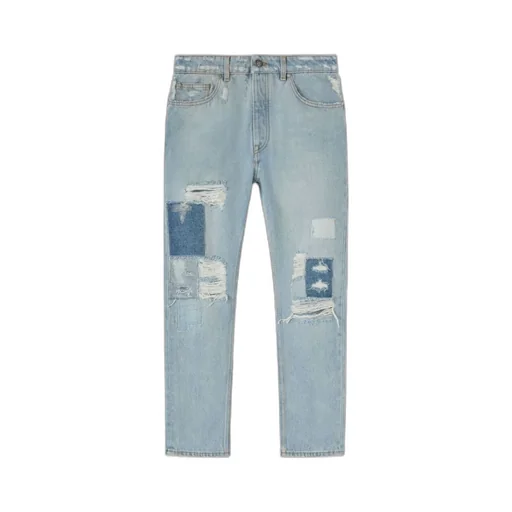 Distressed Straight-Leg Jeans