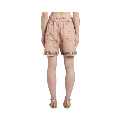 Paisley-Printed Elastic Waist Shorts