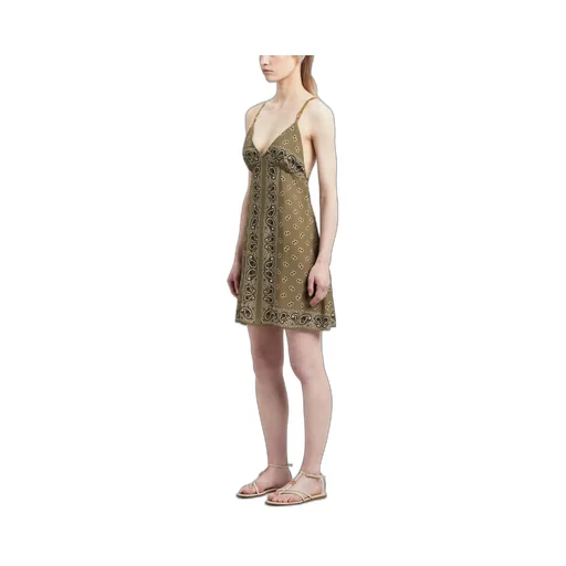 Paisley-Printed V-Neck Slip Dress