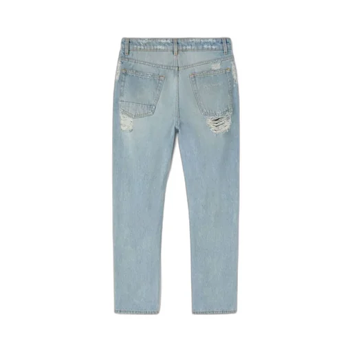 Distressed Straight-Leg Jeans