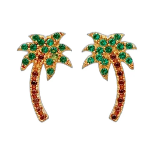 Palm Tree Crystal Embellishment Earrings