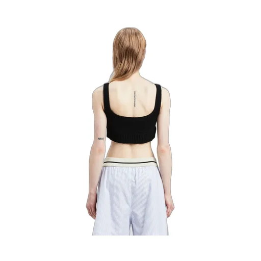 Logo Embroidered Cropped Knitted Tank Top