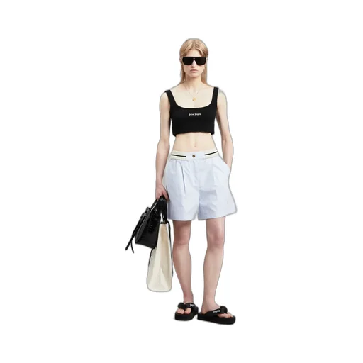 Logo Embroidered Cropped Knitted Tank Top