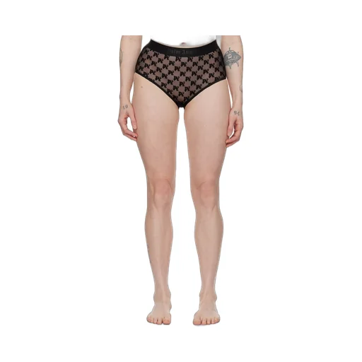 Monogram Pattern High-Waist Lace Briefs