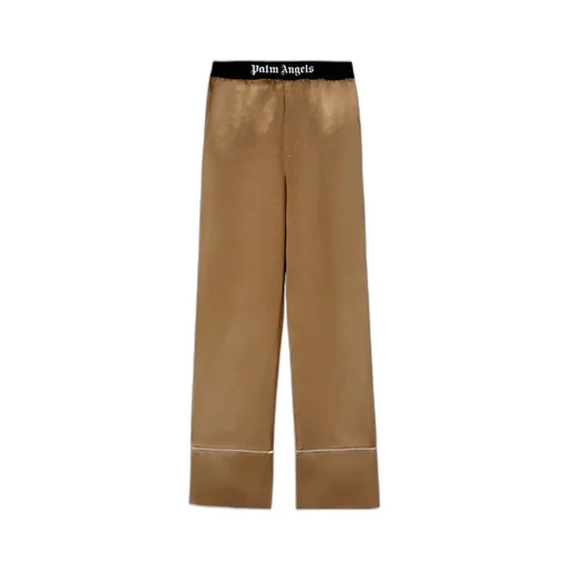 Elastic Waist Satin Pajama Bottoms