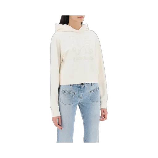Monogram Embroidered Cropped Hoodie