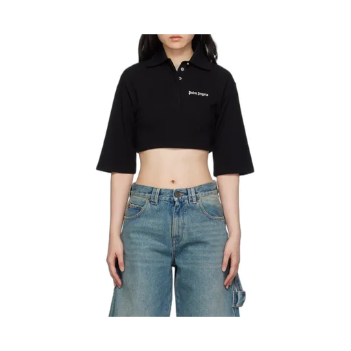 Logo Embroidered Cropped Polo Shirt