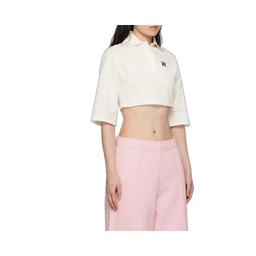 Monogram Embroidered Cropped Polo Shirt