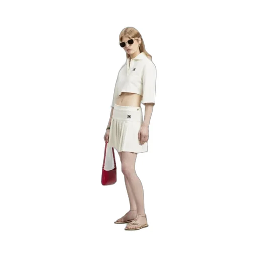 Monogram Embroidered Cropped Polo Shirt