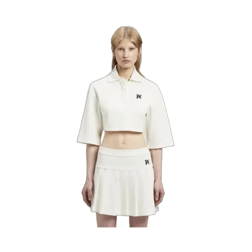 Monogram Embroidered Cropped Polo Shirt