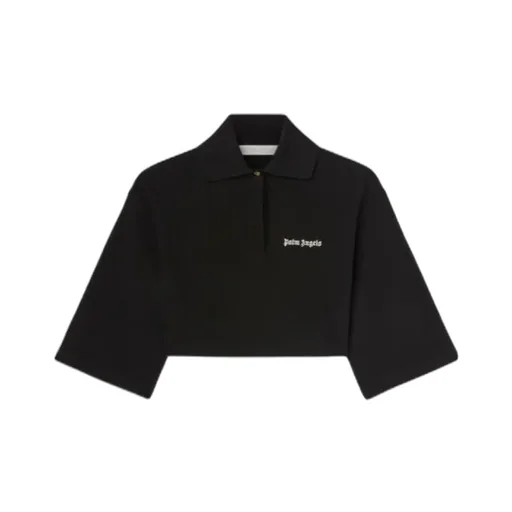 Logo Embroidered Cropped Polo Shirt