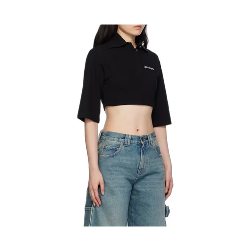 Logo Embroidered Cropped Polo Shirt