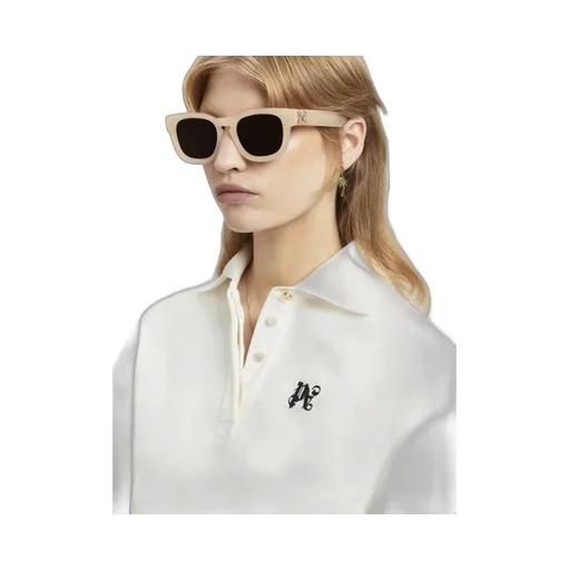Monogram Embroidered Cropped Polo Shirt