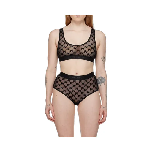 Monogram Pattern Scoop Neck Lace Bra