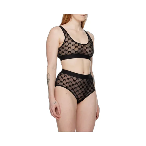 Monogram Pattern Scoop Neck Lace Bra