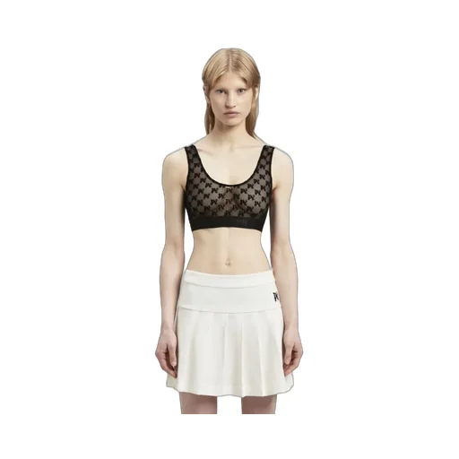 Monogram Pattern Scoop Neck Lace Bra