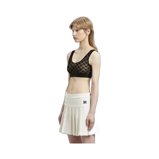 Monogram Pattern Scoop Neck Lace Bra