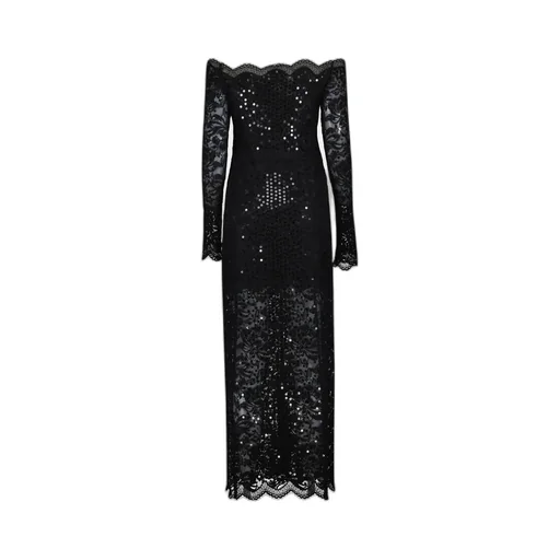 Sequin-Embroidered Lace Long Dress