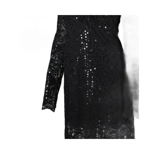 Sequin-Embroidered Lace Long Dress