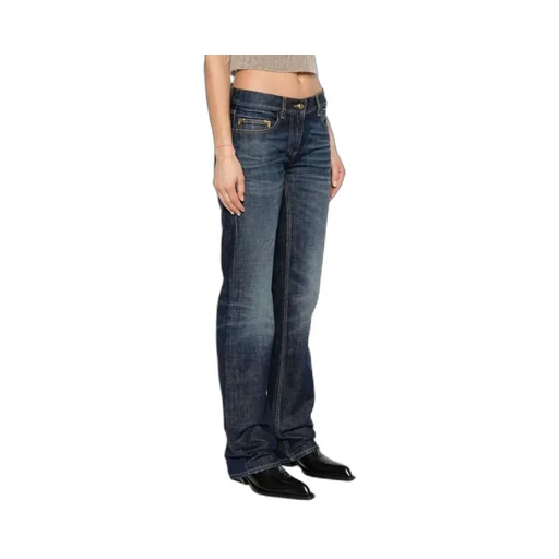 Logo-Embroidered Whiskering Effect Jeans