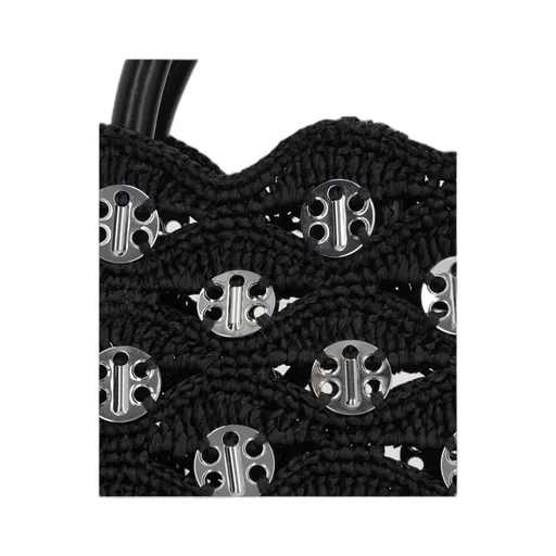 Disc Detailed Woven Tote Bag