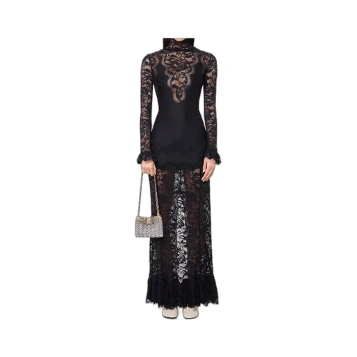 Lace Jersey Long Dress