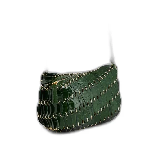 Discs Detailed Embossed Crossbody Bag