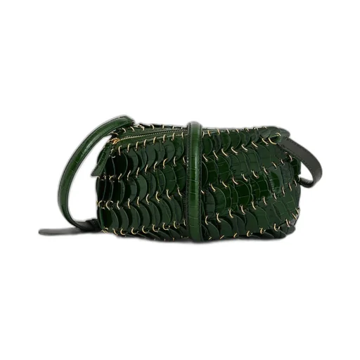 Discs Detailed Embossed Crossbody Bag