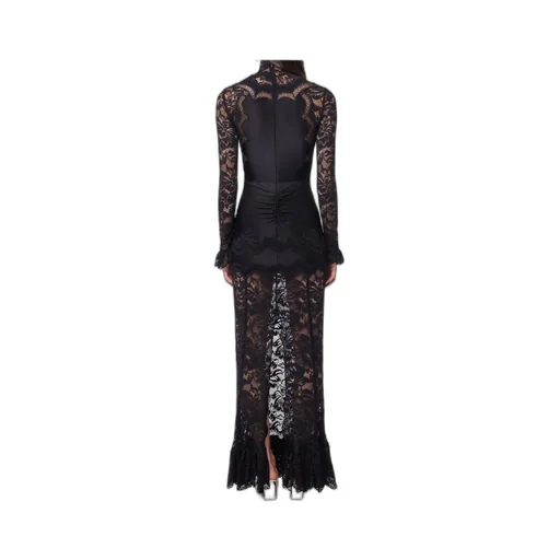 Lace Jersey Long Dress
